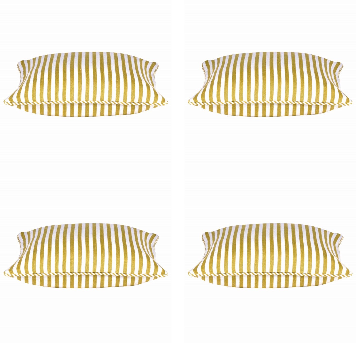 Dandi Pack of 4 Mustard Yellow & White Striped Square Cushion Covers 40x40cm - SuperSaverAU - view 1