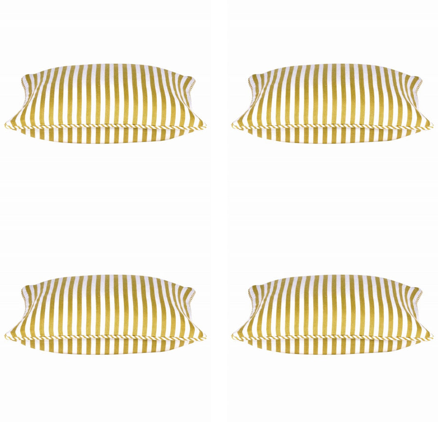 Dandi Pack of 4 Mustard Yellow & White Striped Square Cushion Covers 40x40cm - SuperSaverAU - view 1