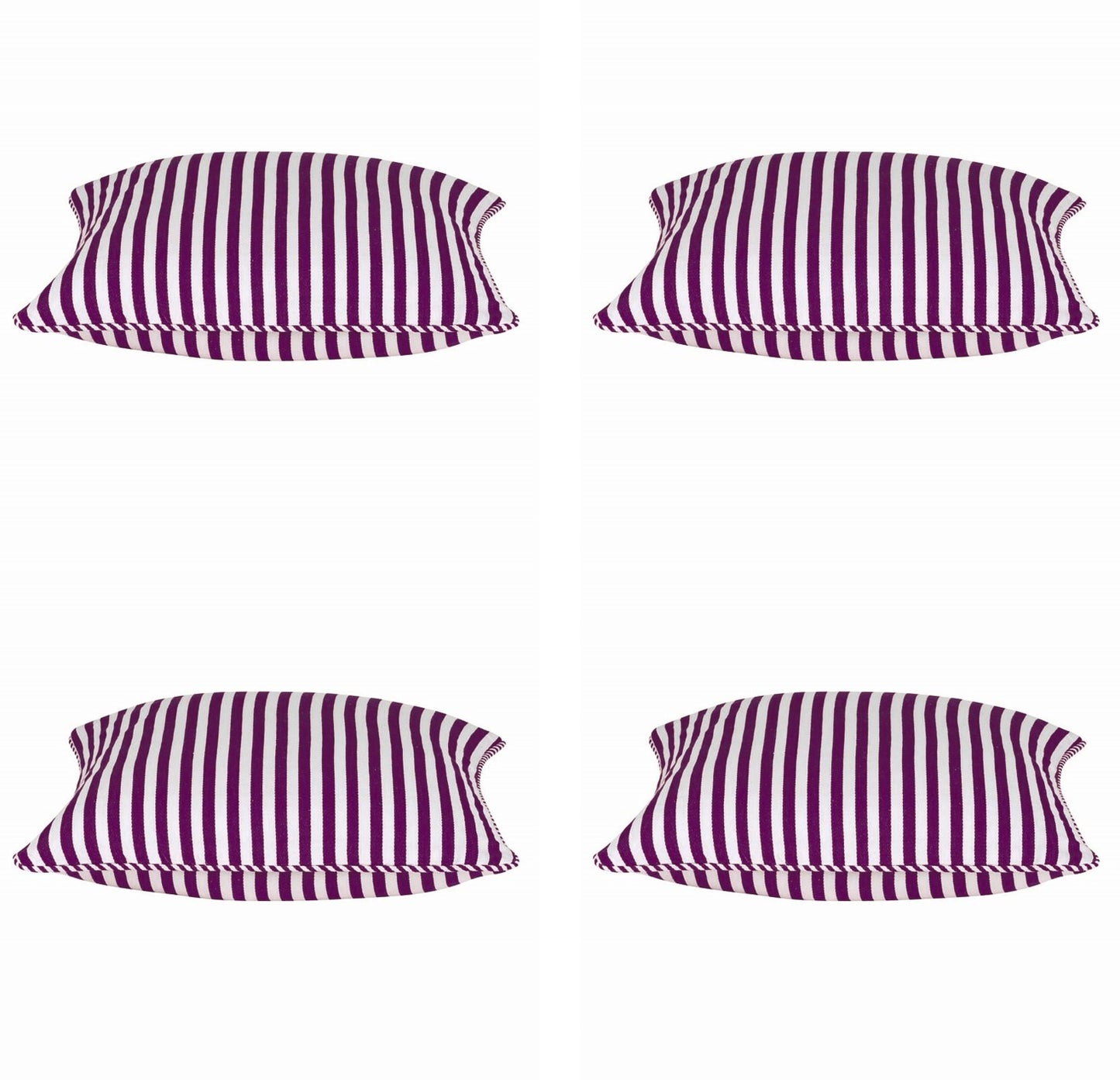 Pack of 4 Dandi Fuchsia Plum Purple & White Striped Square Cushion Covers 40x40cm