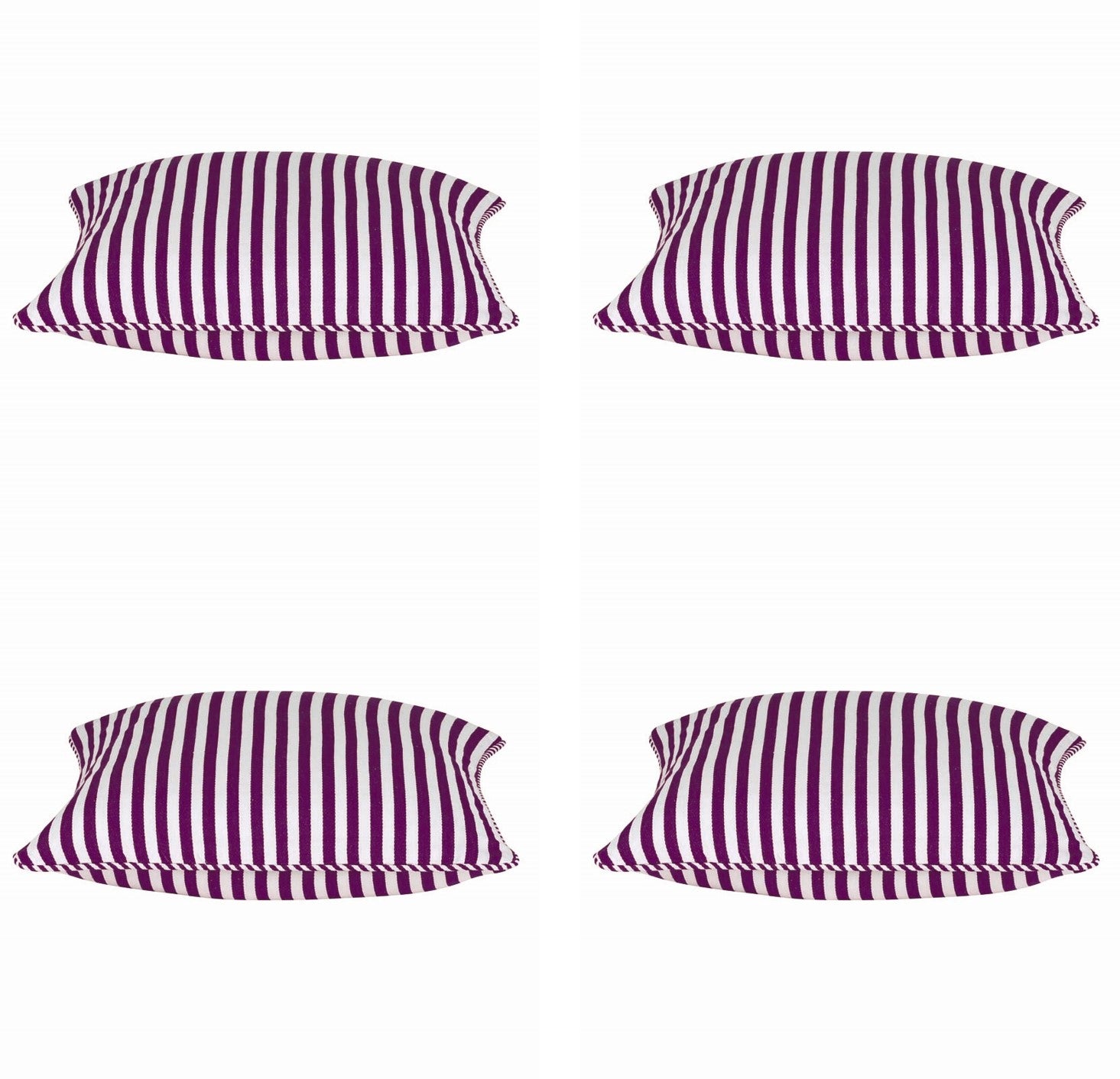 Dandi Pack of 4 Fuchsia Purple & White Striped Square Cushion Covers 40x40cm - SuperSaverAU - view 1