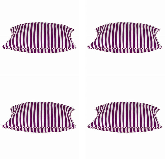 Pack of 4 Dandi Fuchsia Plum Purple & White Striped Square Cushion Covers 40x40cm