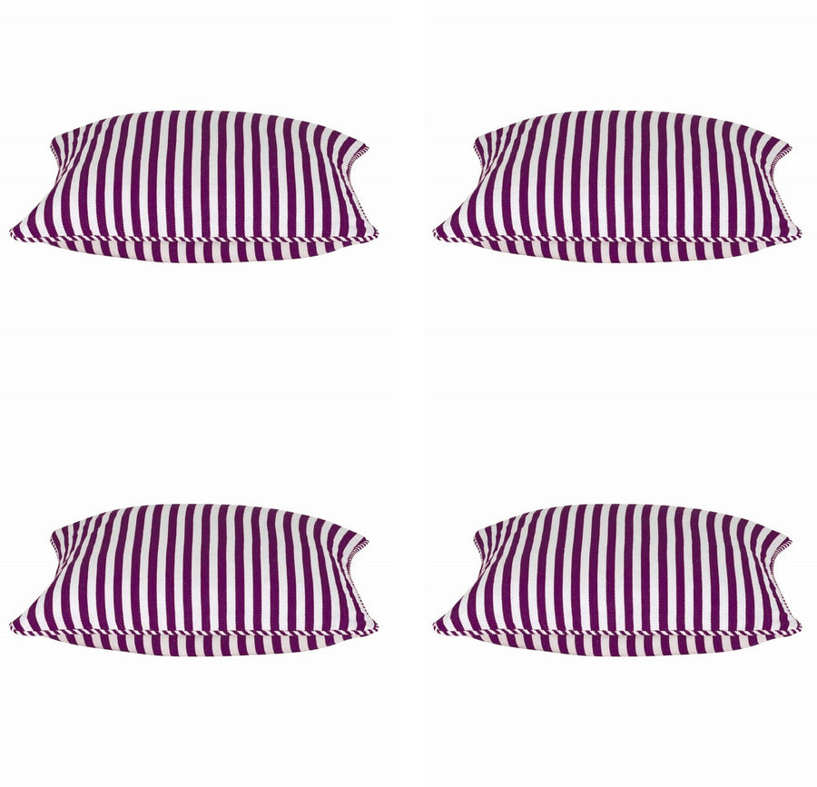 Dandi Pack of 4 Fuchsia Purple & White Striped Square Cushion Covers 40x40cm - SuperSaverAU - view 1