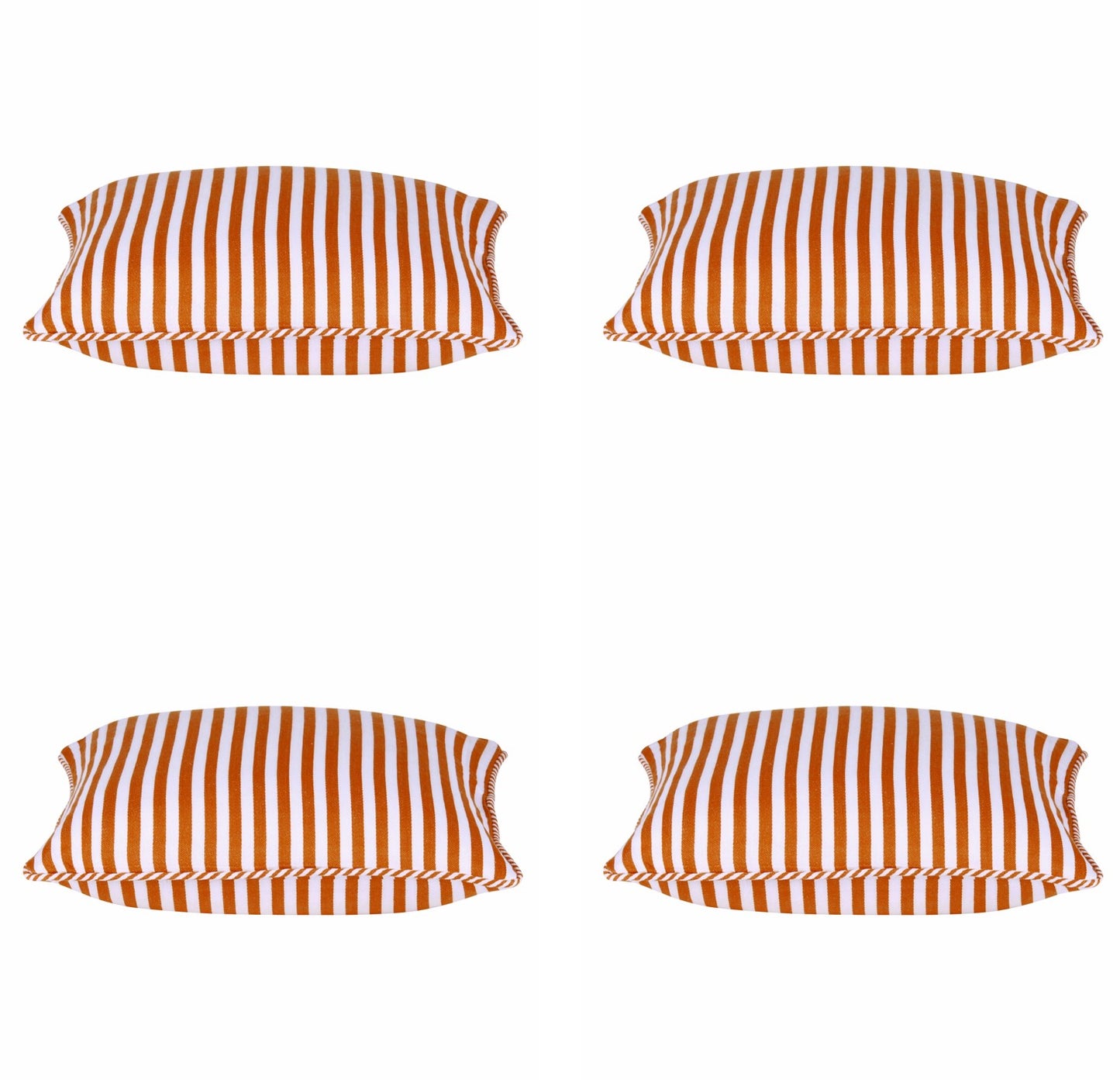 Pack of 4 Dandi Orange & White Striped Nautical Cushion Covers 40x40cm