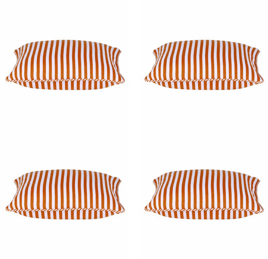 Pack of 4 Dandi Orange & White Striped Nautical Cushion Covers 40x40cm