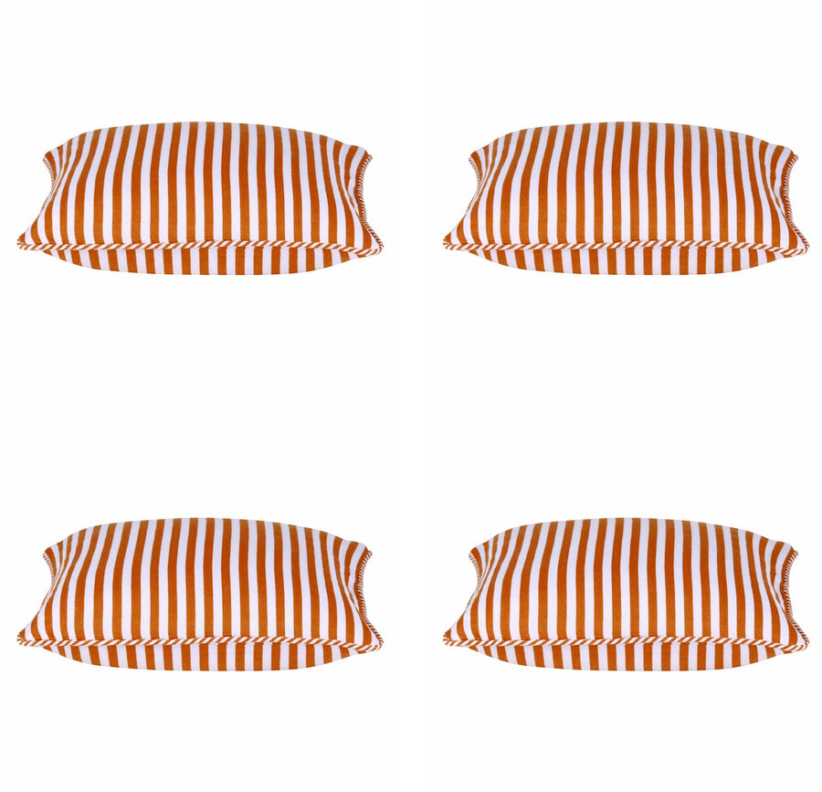 Dandi Pack of 4 Orange & White Striped Nautical Cushion Covers 40x40cm - SuperSaverAU - view 1