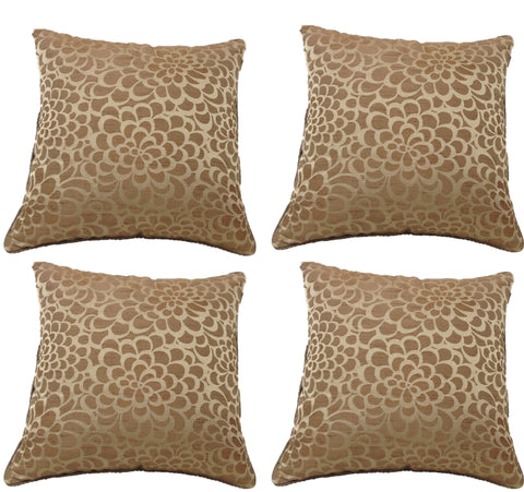 Flower Beige Cushion Covers - Pack of 4, 40cm Square, Floral Contemporary Design - SuperSaverAU - view 1