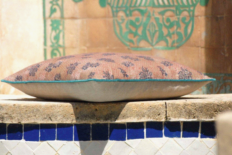 Aldo Petrol Moroccan Multicoloured Cushion Cover 45cm x 45cm with Teal Piping - SuperSaverAU - view 1