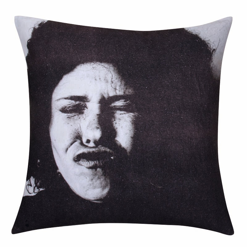 Blaze Funky Black and White Face Cushion Cover 45cm x 45cm Zipper Closure - SuperSaverAU - view 1
