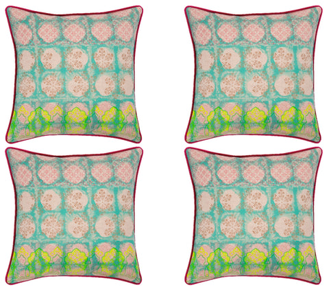 Avia Pack of 4 Fuchsia Cushion Covers 45cm x 45cm Modern Funky Retro Design - SuperSaverAU - view 1