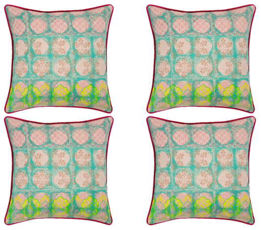 Pack of 4 Avia Fuchsia Cushion Covers Multicoloured Coloured