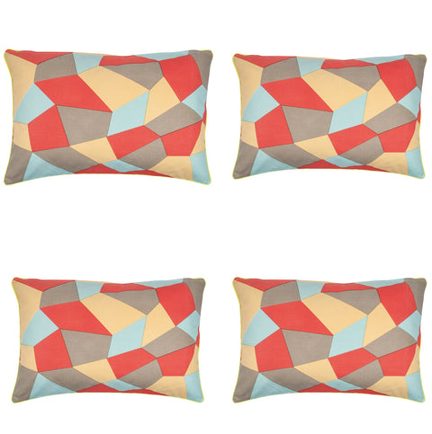 Geo Beige Rectangle Cushion Cover 40x60cm - Multicoloured Block Design - SuperSaverAU - view 1