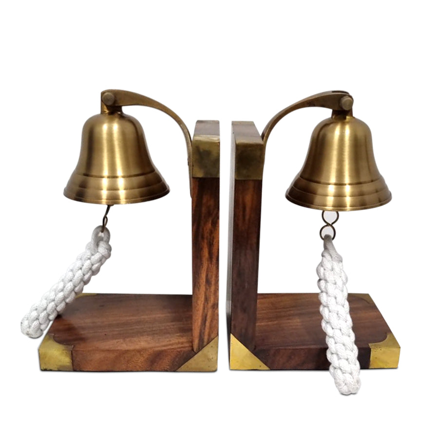 Hand Crafted Decorative Brass Anchor Bell Bookend with Antique Finish 300x100x170mm - SuperSaverAU - view 1