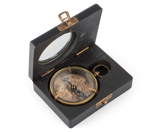 Royal Compass with Bevelled Glass - Antiqued Brass