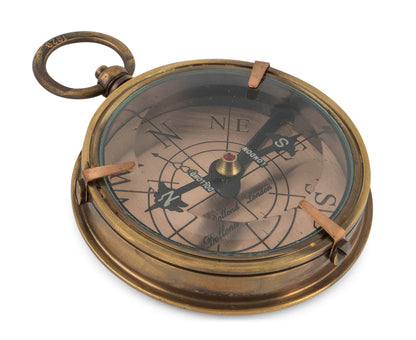 Royal Compass with Bevelled Glass - Antiqued Brass