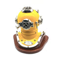 Divers Helmet Mini - Yellow, Vintage Antique Brass Finish, 230mm - SuperSaverAU - view 1