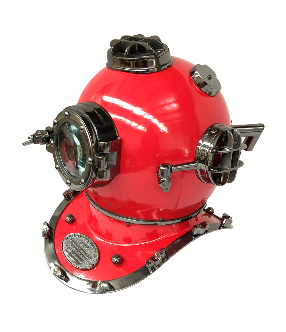 Divers Helmet (Scuba) - Red, Full Size, Hand Made, 420mm x 320mm x 420mm