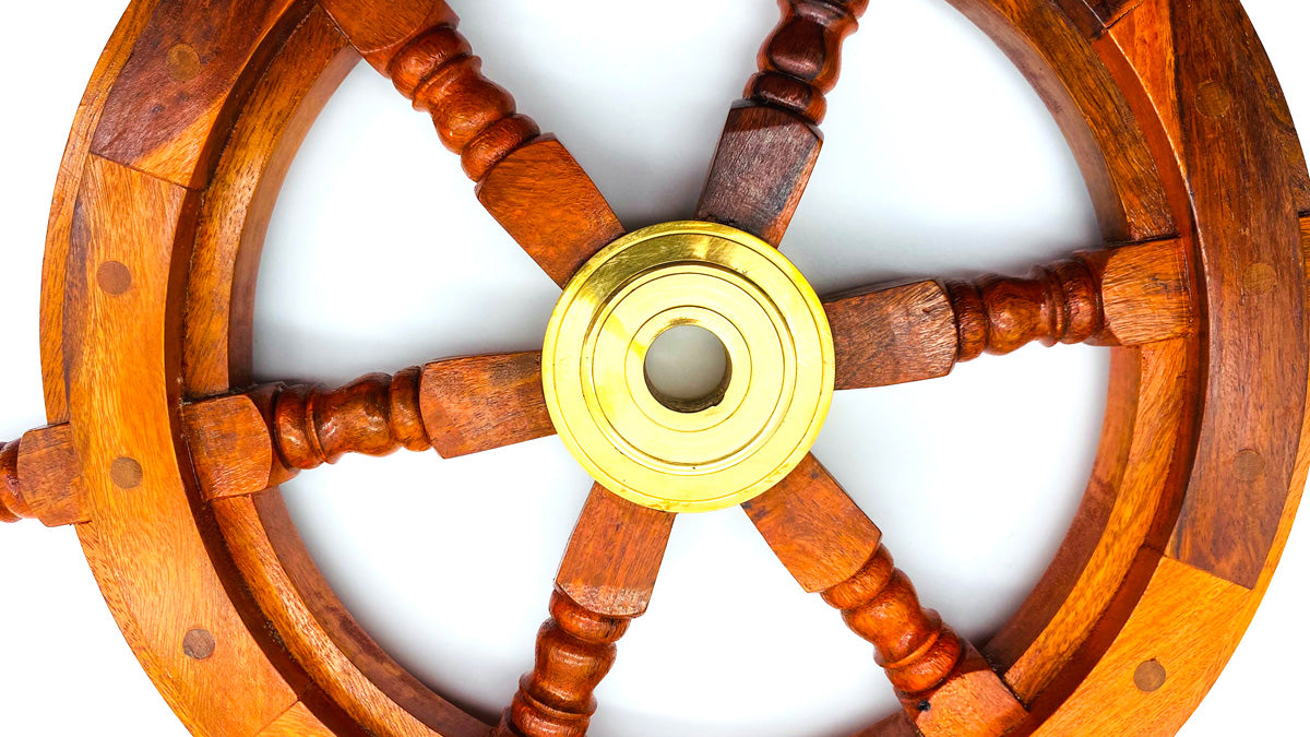 Ship Wheel 450 mm - Hand Crafted Natural Wood Home Decor & Collectable - SuperSaverAU - view 3