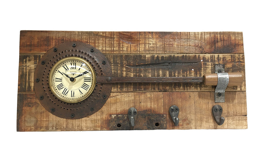 Wall Clock - Frying Pan On Recycled Wood - SuperSaverAU - view 1