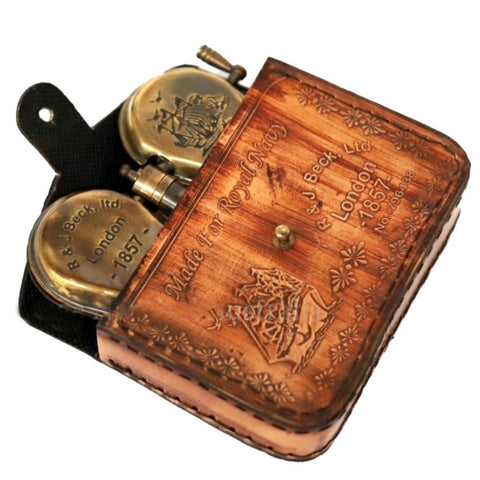 R & J Beck Folding Opera Binoculars with Leather Case