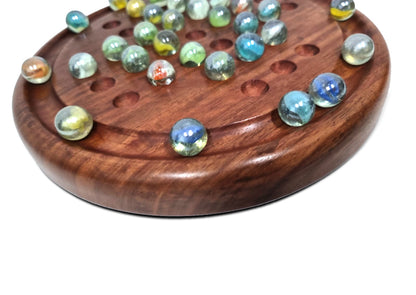 Wooden Solitaire Game – Marble Balls, 220mm Dia, Hand Crafted, Decorative