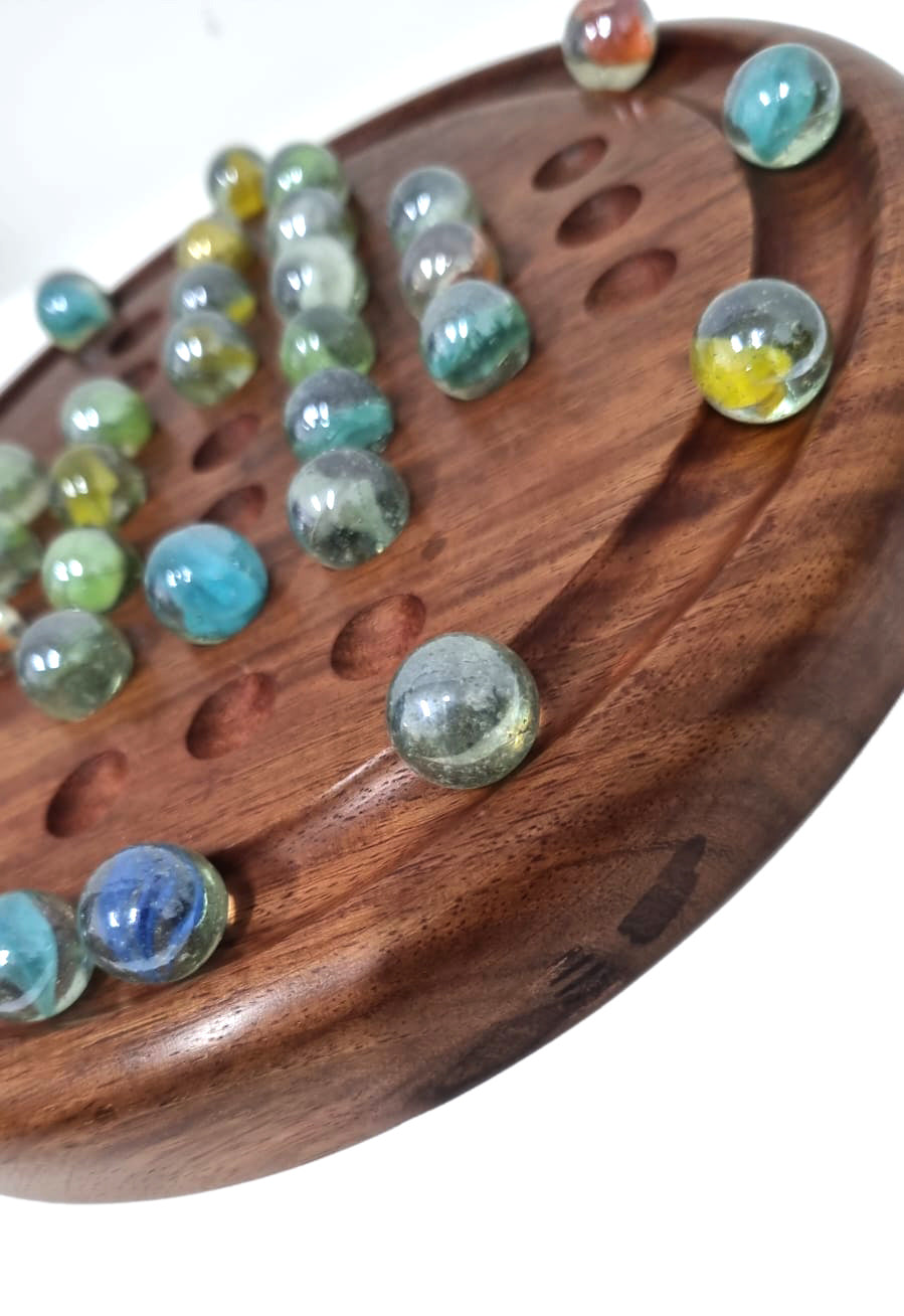 Wooden Solitaire Game – Marble Balls, 220mm Dia, Hand Crafted, Decorative - SuperSaverAU - view 4
