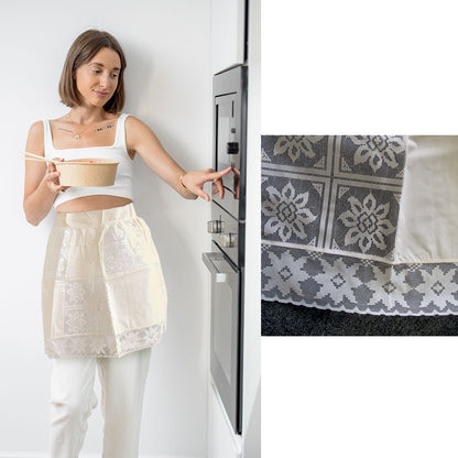 Army and Navy Lace Apron Cream, Filigree Lace Design, 90 x 50 cm