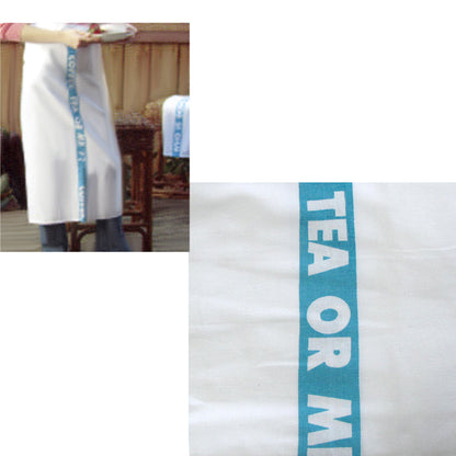 Coffee, Tea or Me Blue White Half Cotton Apron 86 x 96 cm - Stylish Design