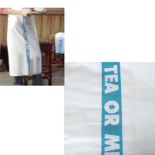 Coffee, Tea or Me Blue White Half Cotton Apron 86 x 96 cm - Stylish Design
