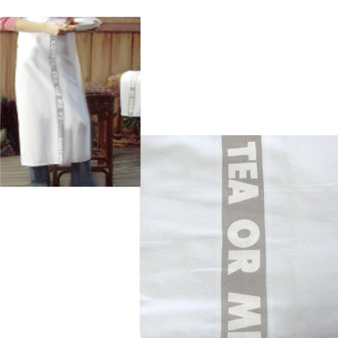 Coffee, Tea or Me Taupe White Half Cotton Apron 86 x 96 cm - Stylish Design - SuperSaverAU - view 1