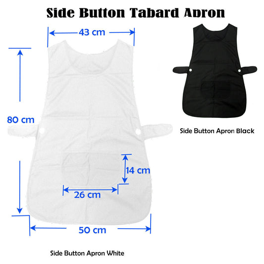 Ladies Women Side Button Tabard Apron Black 50x80 cm - Stylish & Practical