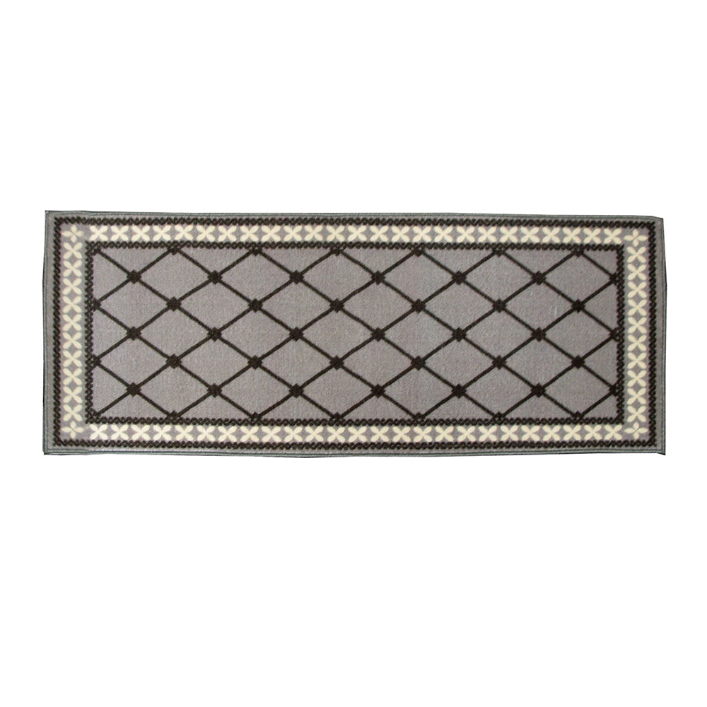 Mason Non Slip Bath Runner 50 x 120cm - Textured Lattice Design, Grey - SuperSaverAU - view 1