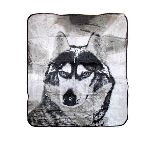 Soft 3D Animal Print Faux Mink Blanket Queen 200x240 cm - Husky Design
