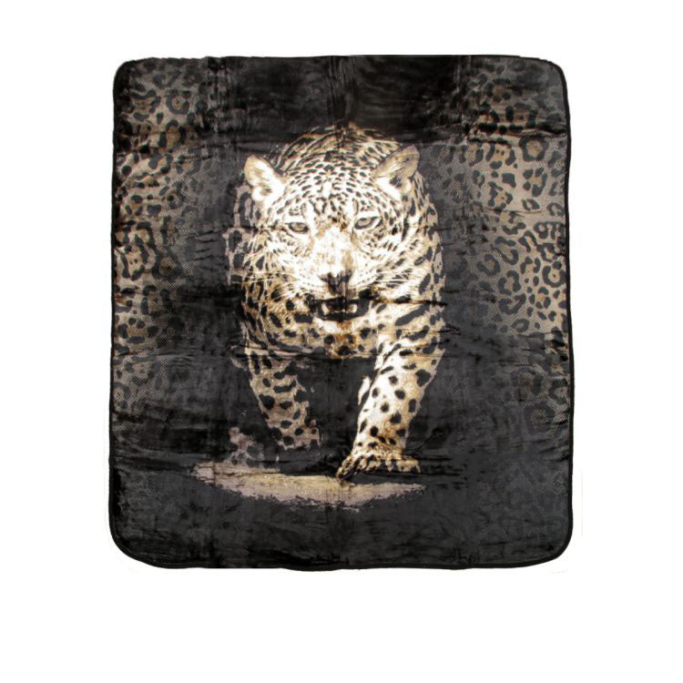 Soft 3D Animal Print Faux Mink Blanket Queen 200x240 cm - Leopard Design