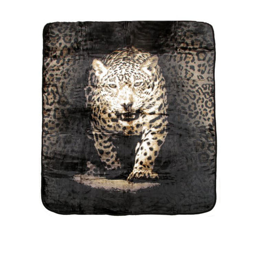 Soft 3D Animal Print Faux Mink Blanket Queen 200x240 cm - Leopard Design