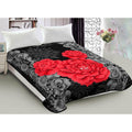 800GSM Luxury Reversible Mink Blanket Red Floral Queen 200 x 240 cm - SuperSaverAU - view 1