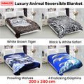 800GSM Luxury Reversible Animal Mink Blanket Queen 200 x 240 cm - Frolicking Dolphins - SuperSaverAU - view 2