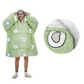 Adult Men Women Comfy Warm Blanket Hoodie - Sherpa Fleece Reverse, Apple Hearts - SuperSaverAU - view 1