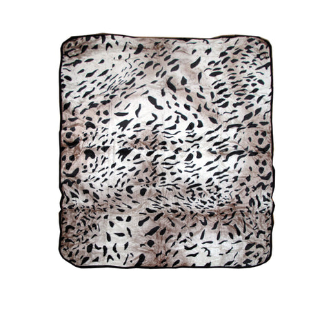 Faux Mink Blanket Queen 200x240 cm - Jaguar Animal Skin Pattern, 450gsm - SuperSaverAU - view 1