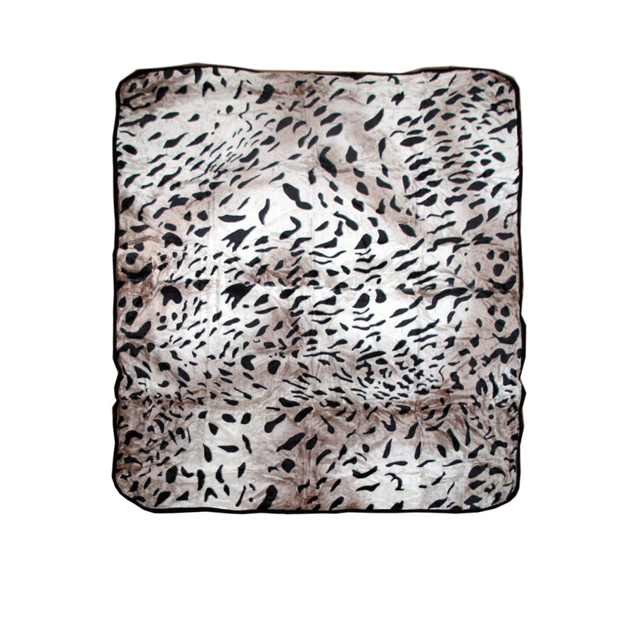 Faux Mink Blanket Queen 200x240 cm - Jaguar Animal Skin Pattern, 450gsm - SuperSaverAU - view 1