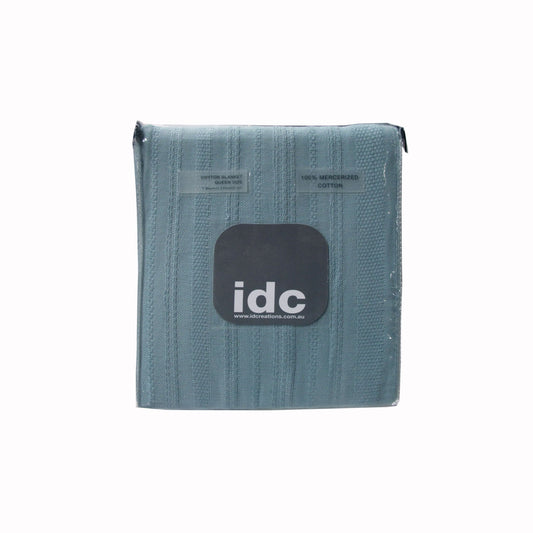 IDC Homewares 400GSM 100% Mercerized Cotton Blanket Blue QUEEN - Lightweight & Breathable