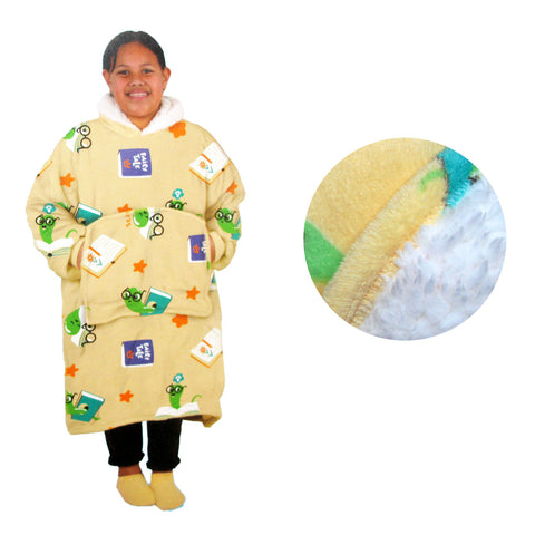Girls Comfy Warm Blanket Hoodie - Sherpa Fleece Reverse, Kid Size, Bookworm - SuperSaverAU - view 1