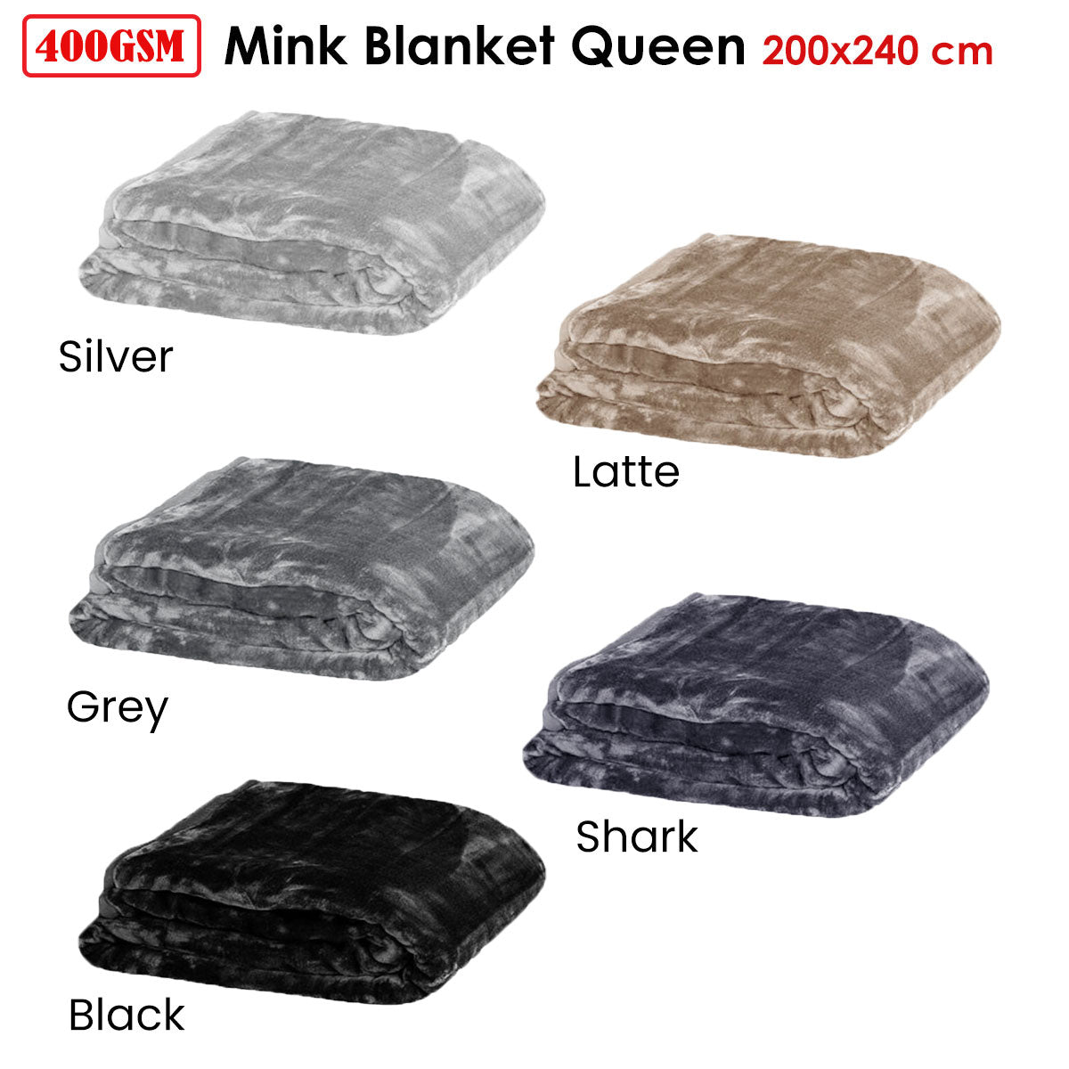 Soft Plain Faux Mink Blanket Queen 200x240 cm - 400gsm Polyester Latte