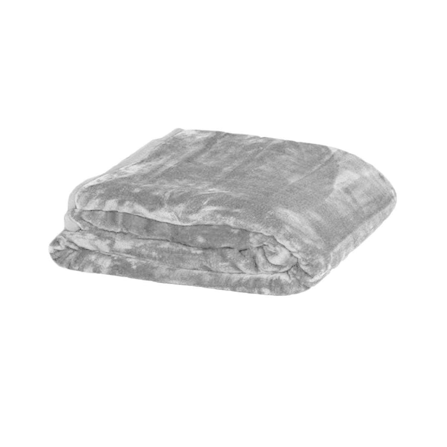 Soft Plain Faux Mink Blanket Queen 200x240 cm - 400gsm Silver Polyester - SuperSaverAU - view 1