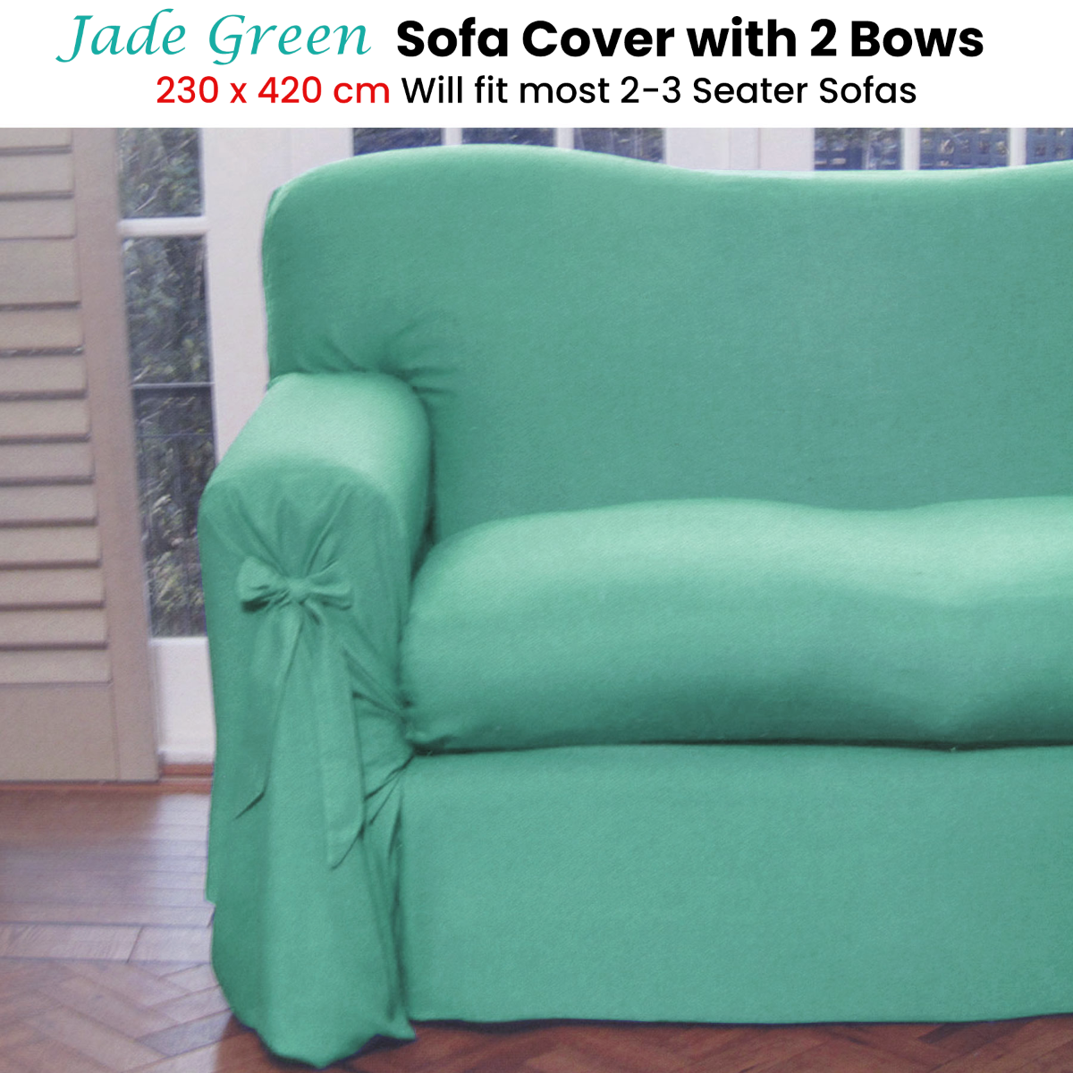 Jade Green Sofa Cover 2 to 3 Seater 230x420cm - Polyester Cotton