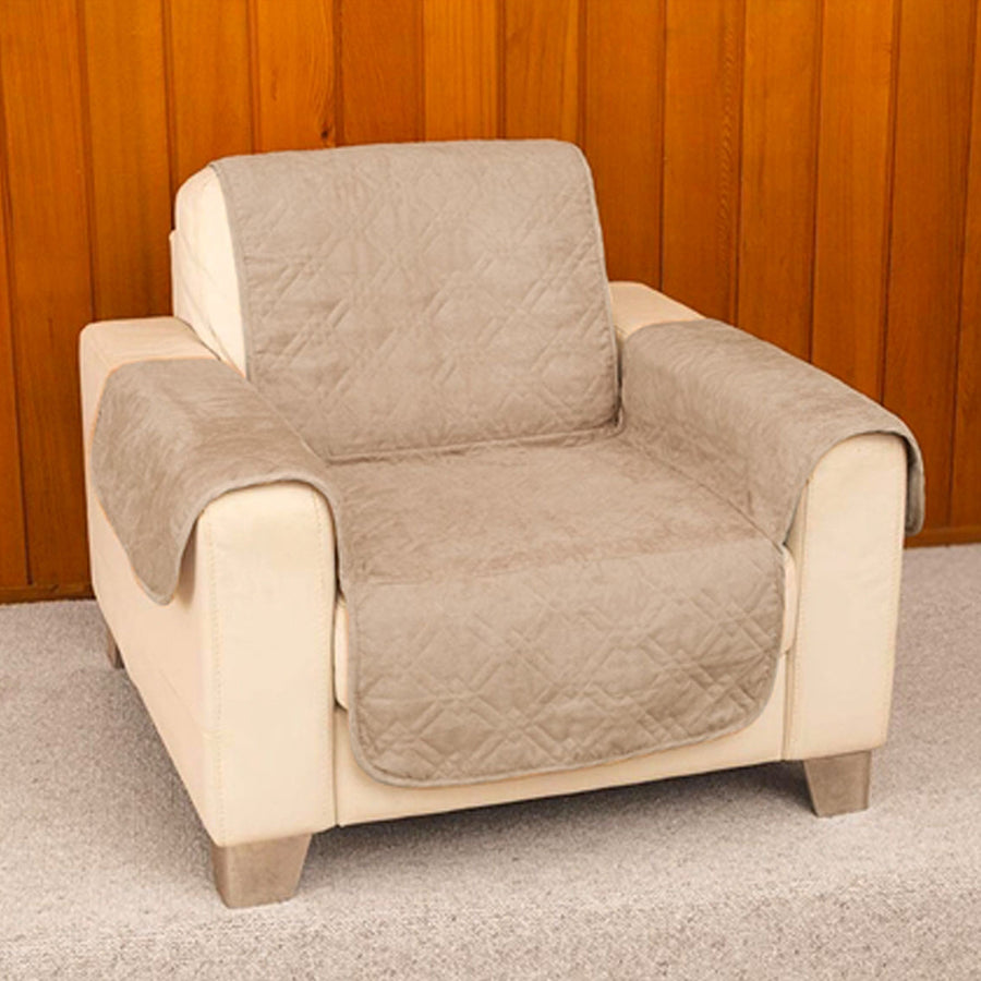 Faux Suede Camel Sofa Protector - 1 Seater - SuperSaverAU - view 1