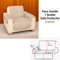 Faux Suede Camel Sofa Protector - 1 Seater - SuperSaverAU - view 2