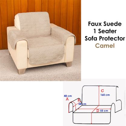 Faux Suede Camel Sofa Protector - 1 Seater