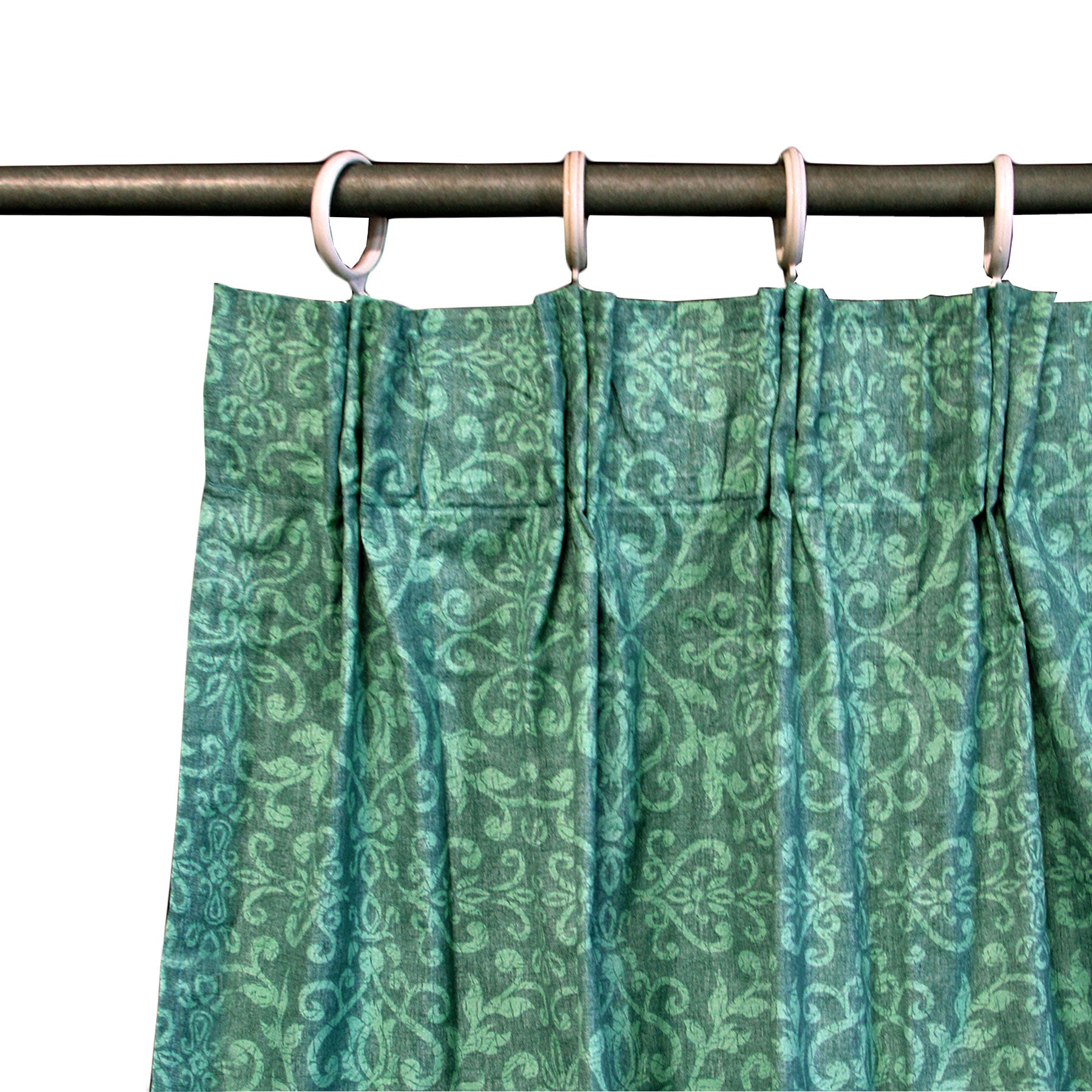 Acrylic Coated Damask Curtains - 2 x 110 x 213 cm, Green, Solid Colour Design - SuperSaverAU - view 1