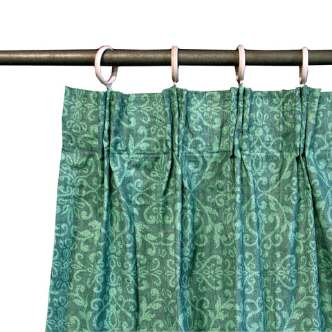 Acrylic Coated Damask Curtains - 2 x 110 x 213 cm, Green, Solid Colour Design - SuperSaverAU - view 1