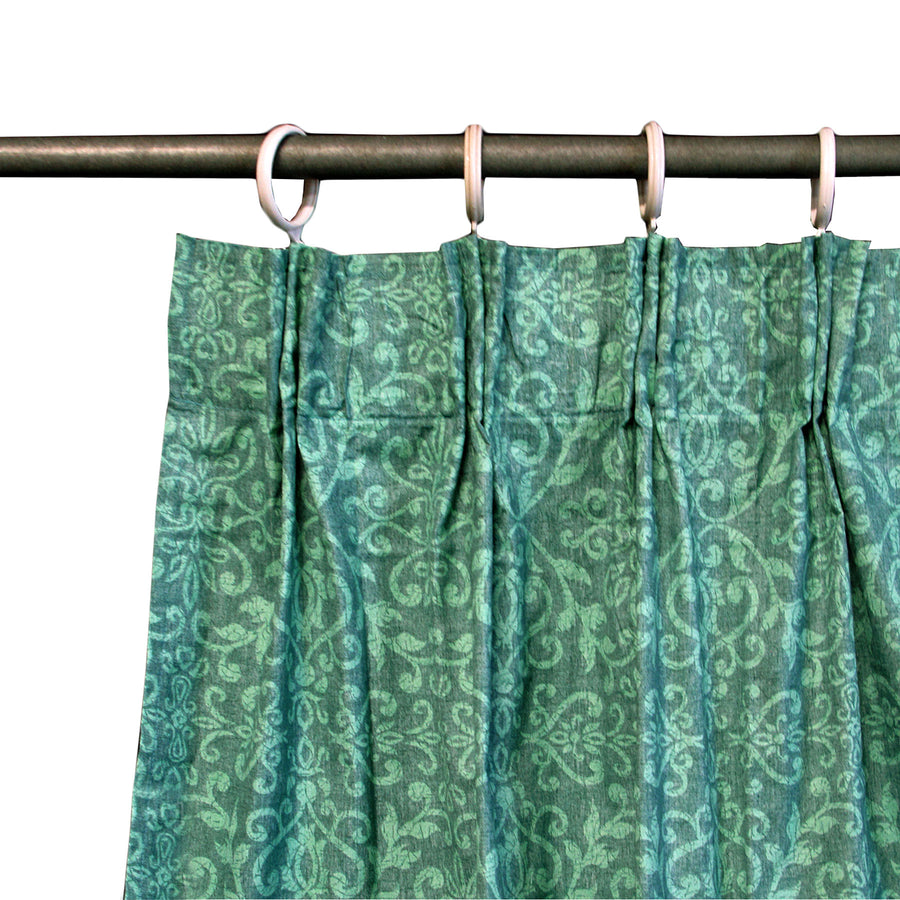 Acrylic Coated Damask Curtains - 2 x 110 x 213 cm, Green, Solid Colour Design - SuperSaverAU - view 1